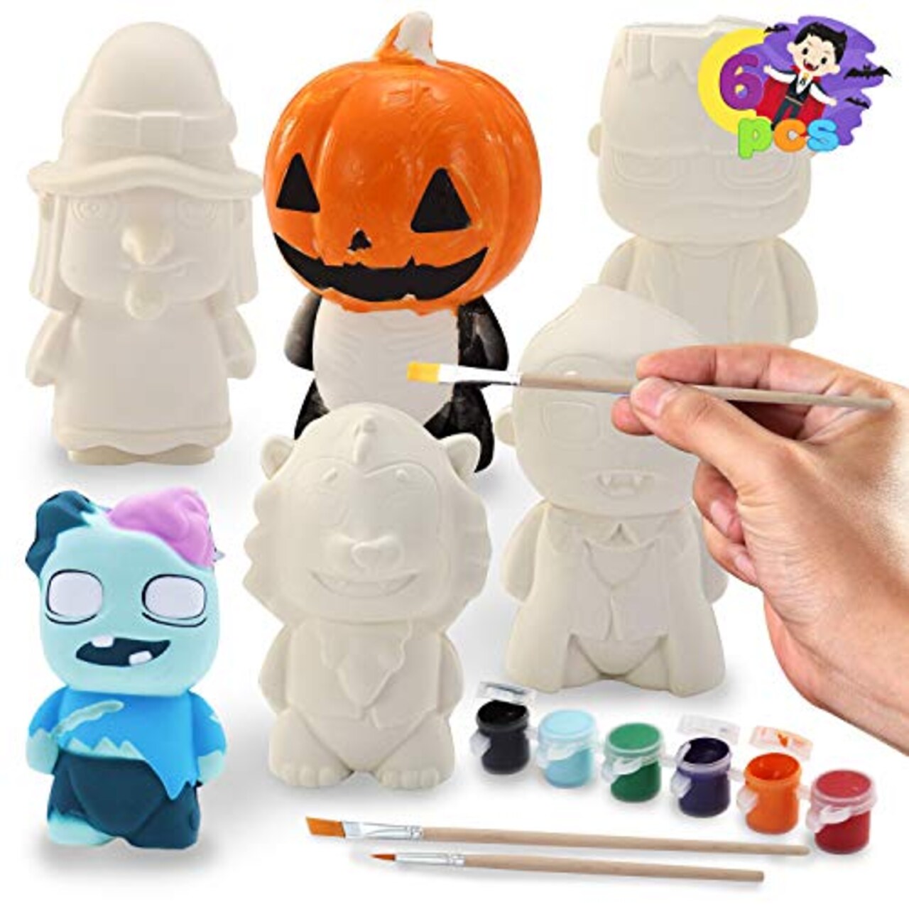 JOYIN Halloween Squishy Coloring Craft Kit with 6 Different Characters, 3  Paints and Paint Tubs, Art & Craft Kit DIY Toy Set Make Your Own Halloween  Squishy Friends